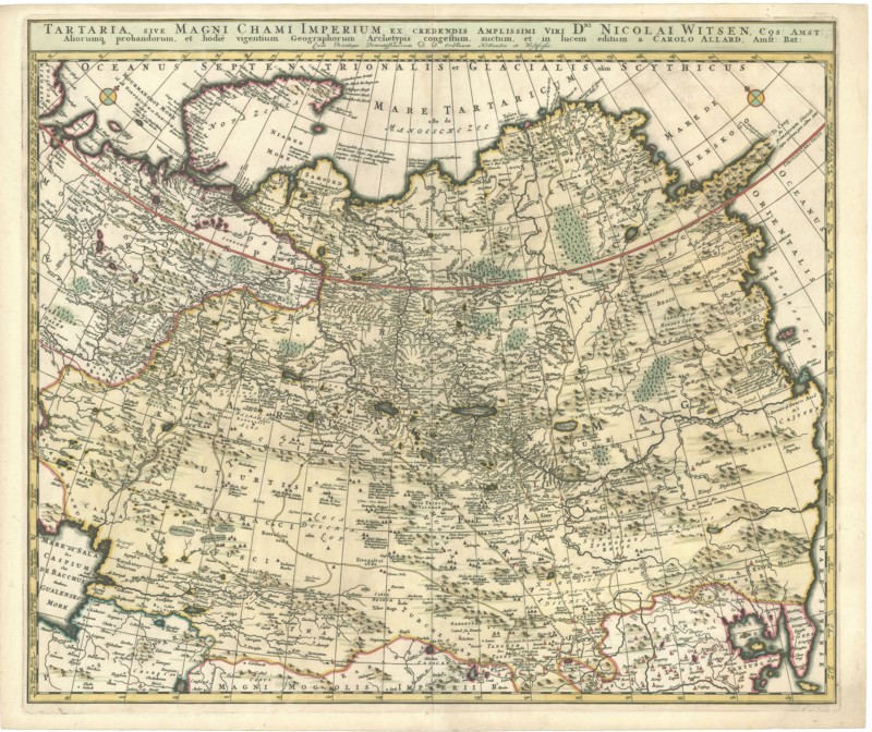 Map, Tartaria, sive Magni Chami Imperium ex credendis ... Nicolai Witsen ..., et hodiè vigentium geographorum archetypis congestum, auctum, et in lucem editum a Carolo Allard, Amst. Bat, Nicolaes Witsen (1641-1717), Carel Allard (1648-1709), Copperplate print