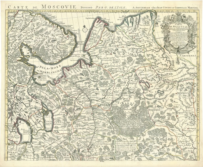 Map, Carte de Moscovie dressée par Guillaume de L’Isle de l’Academie Royale des Sciences a Son Excellence Monseigneur André Artémonides de Matueof ..., Guillaume Delisle (1675-1726), Copperplate print
