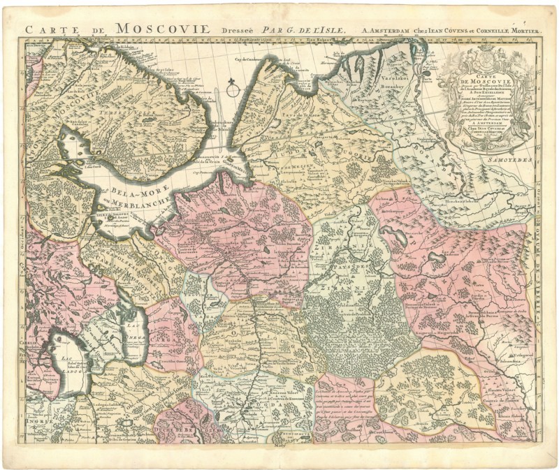 Map, Carte de Moscovie dressée par Guillaume de L’Isle de l’Academie Royale des Sciences a Son Excellence Monseigneur André Artémonides de Matueof ..., Guillaume Delisle (1675-1726), Copperplate print