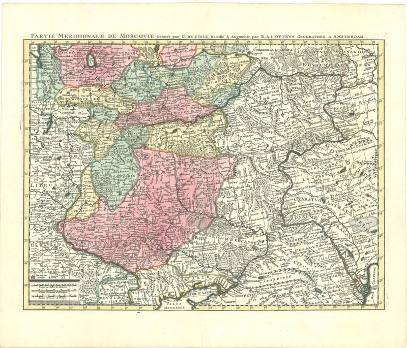 Map, Partie meridionale de Moscovie dressée par G. de L’Isle rectifié & augmente par R. & I. Ottens geographes a Amsterdam, Guillaume Delisle (1675-1726), Reinier Ottens (1698-1750), Josua Ottens (1704-1765), Copperplate print
