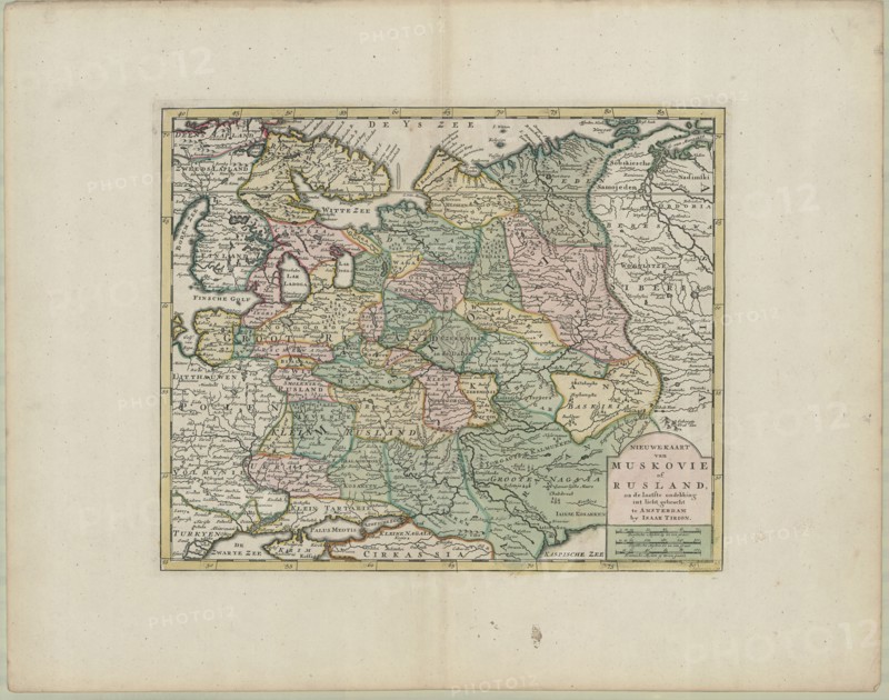 Map, Nieuwe kaart van Muskovie of Rusland na de laatste ondekking int licht gebracht J. Keijser fecit 1734, Jacob Keyser (1710-1745 fl.), Copperplate print
