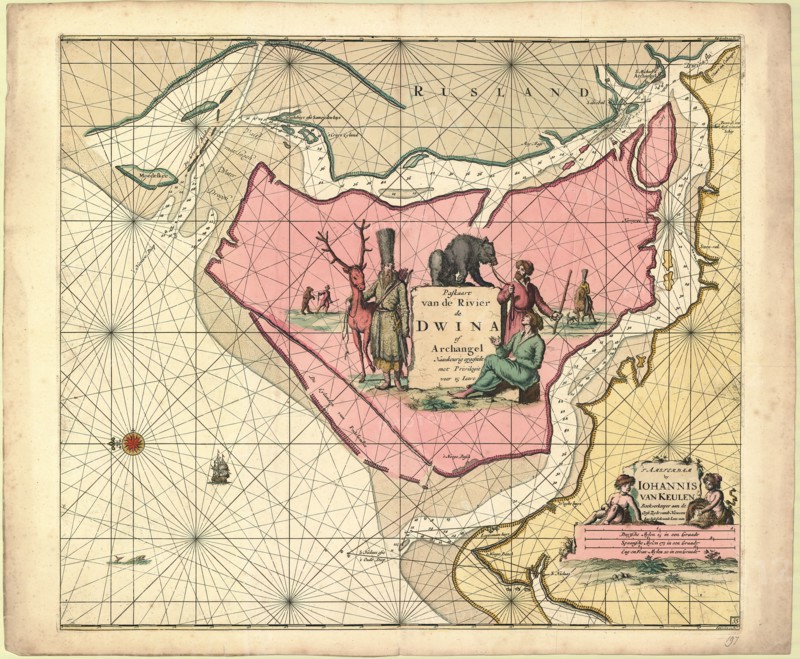 Map, Paskaart van de rivier de Dwina of Archangel naaukeurig opgestelt, Copperplate print