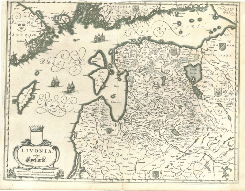 Map, Livonia, vulgo Lyefland, Copperplate print