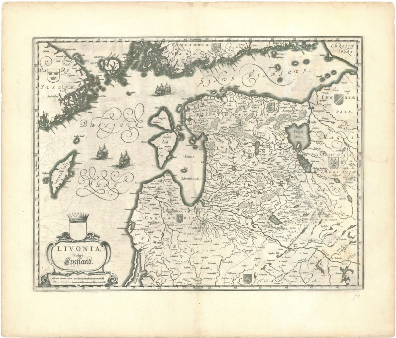 Map, Livonia, vulgo Lyefland, Copperplate print
