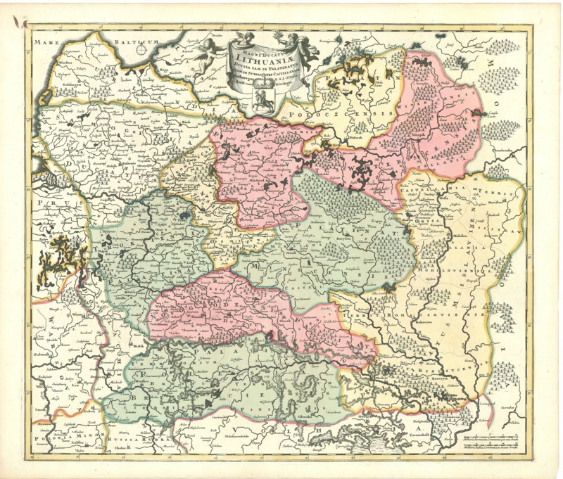 Map, Magni ducatus Lithuaniae divisa tam in palatinatus quam in subiacentes castellanias authore per R. & J. Ottens Amst, Reinier Ottens (1698-1750), Josua Ottens (1704-1765), Copperplate print