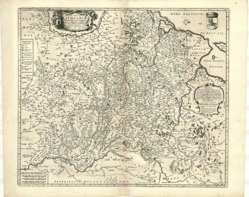 Map, Magni ducatus Lithuaniæ tabula divisa tam in Palatinatus, quam in subjacentes Castellamas per F. de Witt Amstelodami, Frederick de Wit (1630-1706), Copperplate print