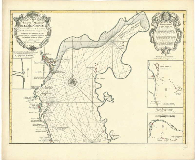 Map, Carte marine de la Mer Caspiene, Carl Vanverden, Copperplate print