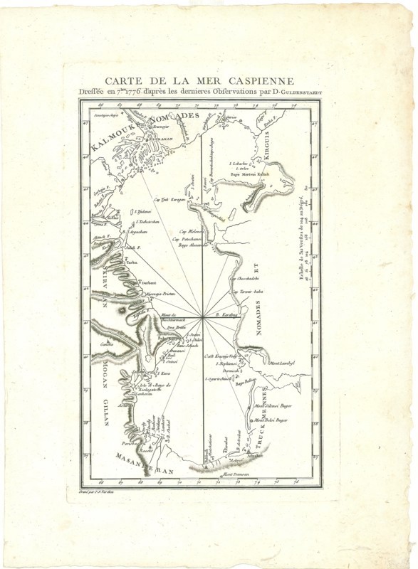 Map, Carte de la Mer Caspienne, Johann Anton Güldenstädt (1745-1781), Copperplate print