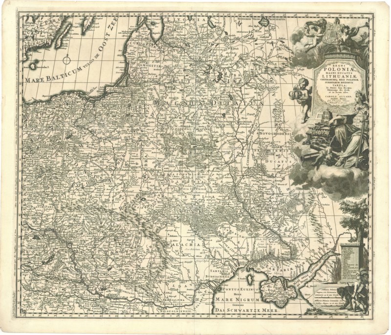 Map, Regni Poloniæ, magni Ducatus Lithuaniæ cœterarumq Regi Poloniæ subditarum regionum tabula ;, Philip Tiedeman (1657-1705), Copperplate print