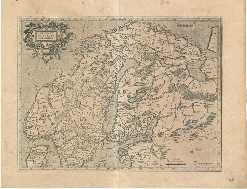 Map, Svecia et Norvegia cum confinijs, Gerard Mercator (1512-1594), Copperplate print