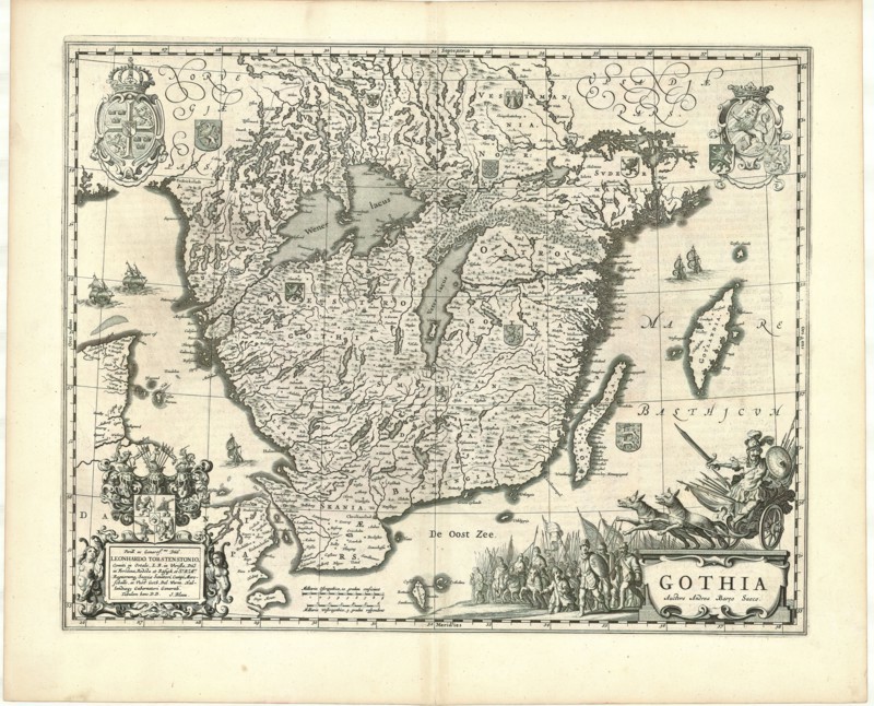 Map, Gothia, Joan Blaeu (1598/99-1673), Copperplate print