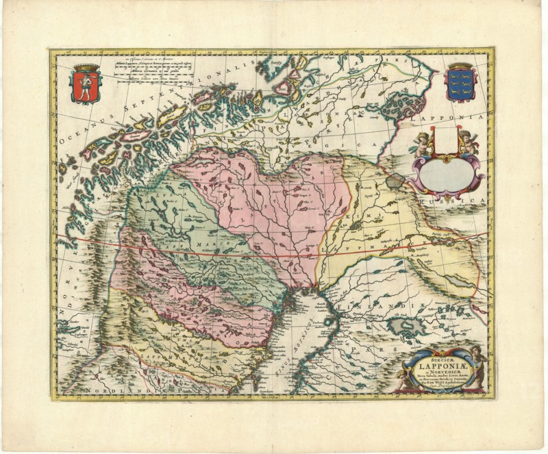 Map, Suecicæ Lapponiæ et Norvegicæ, Frederick de Wit (1610-1698), Copperplate print