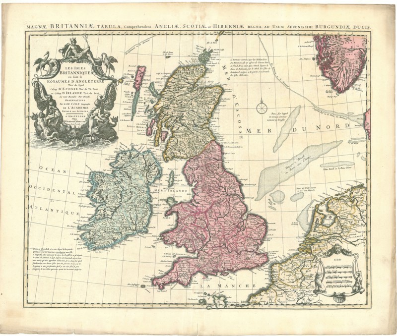 Map, Les Isles Britanniques ou sont le royaumes d'Angleterre, Guillaume Delisle (1675-1726), Copperplate print