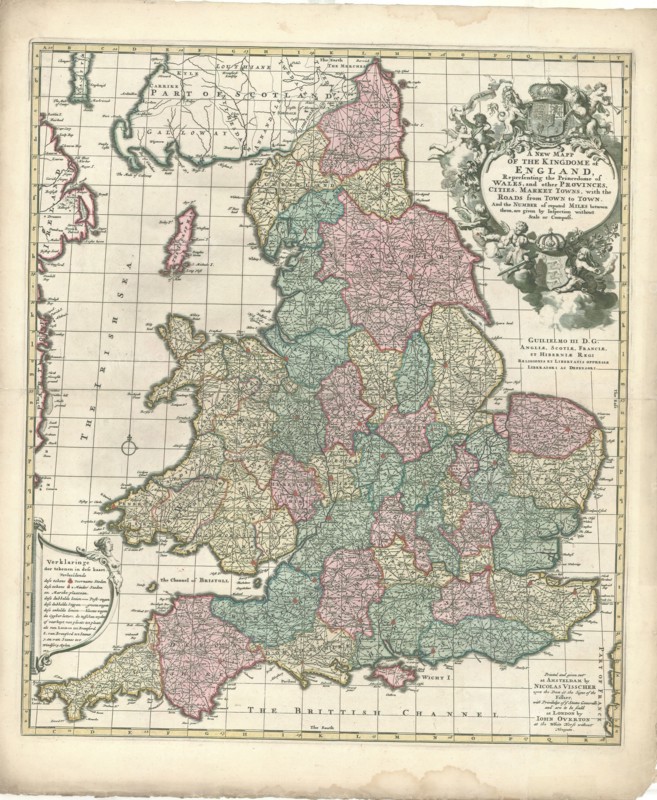 Map, A new mapp of the kingdome of England, Copperplate print