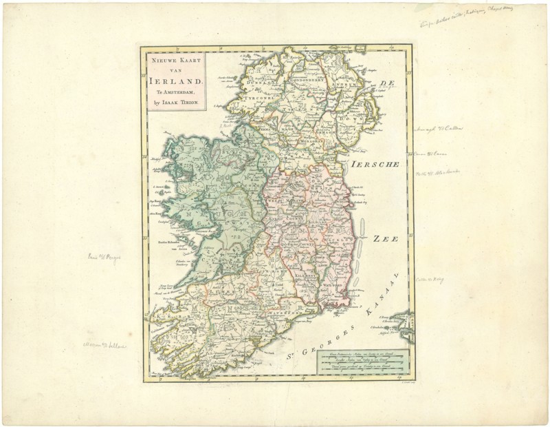 Map, Nieuwe kaart van Ierland, Johannes Condet (1711-1781), Copperplate print