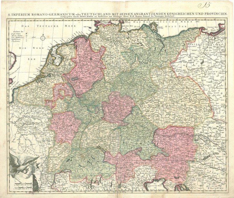 Map, S. Imperium Romano-Germanicum oder Teutschland mit seinen angrantzenden Konigreichen und Provincien, Julius Reichelt (1637-1719), Copperplate print