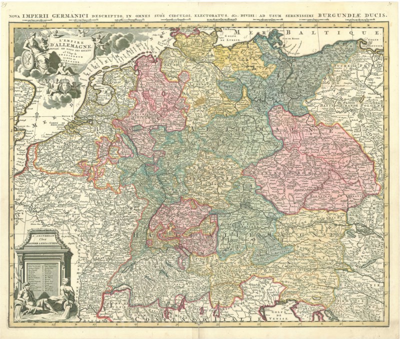 Map, L'empire d'Allemagne, divisé en tous ses estats, Hubert Jaillot (1632-1712), Copperplate print