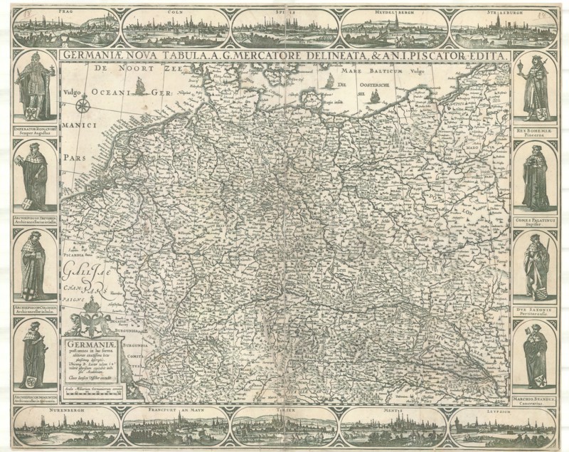 Map, Germaniae post omnes in hac forma editiones exactissima locupletissimaque descriptio, Copperplate print