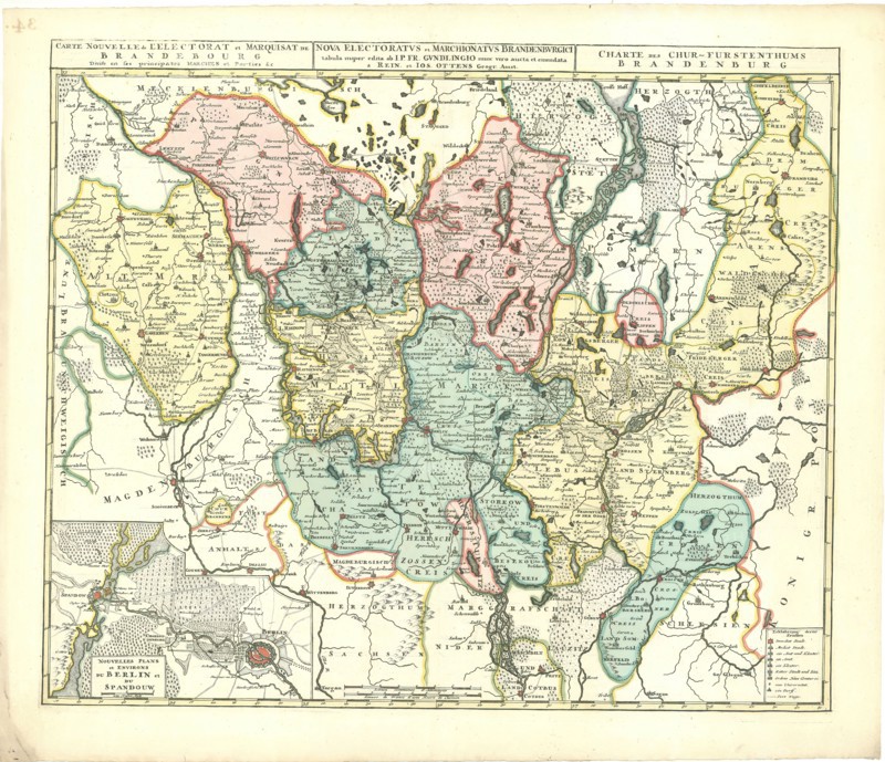 Map, Nova electoratvs et marchionatvs Brandenbvrgici tabula =, I.P. Gundlingius (1673-1731), Copperplate print