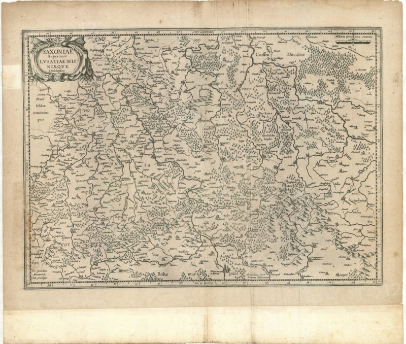 Map, Saxoniae Superioris Lvsatiae Misniaeqve descriptio, Gerard Mercator (1512-1594), Copperplate print