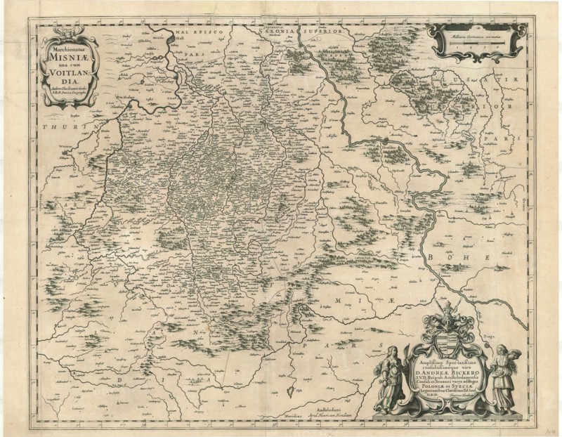 Map, Marchionatus Misniae una cum Voitlandia, Olof Hansson Örnehufvud (1600-1644), Copperplate print