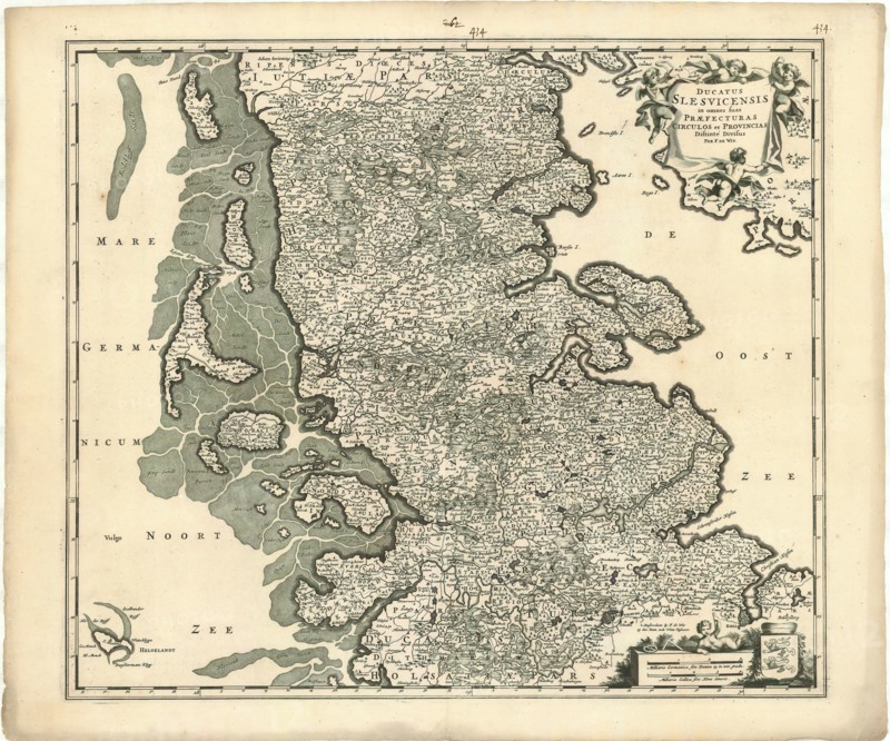 Map, Ducatus Slesvicensis in omnes suas praefecturas circulos et provincias distinté divisus, Frederick de Wit (1610-1698), Copperplate print
