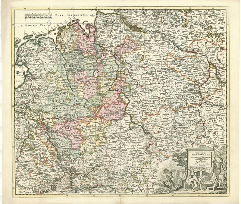Map, Circulus Westphaliae cum omnibus suis subjacentibus provinciis novissima delineatio, Reinier Ottens (1729-1793), Copperplate print