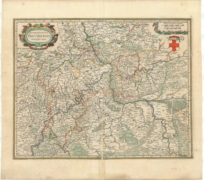 Map, Archiepiscopatus Trevirensis descriptio nova, Copperplate print