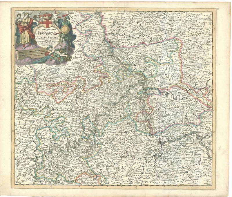 Map, Archiepiscopatus ac Electoratus Trevirensis et Eyfalia, Tractus Novissima et Accuratissima Tabula, Theodorus Danckerts (1663-1727), Copperplate print