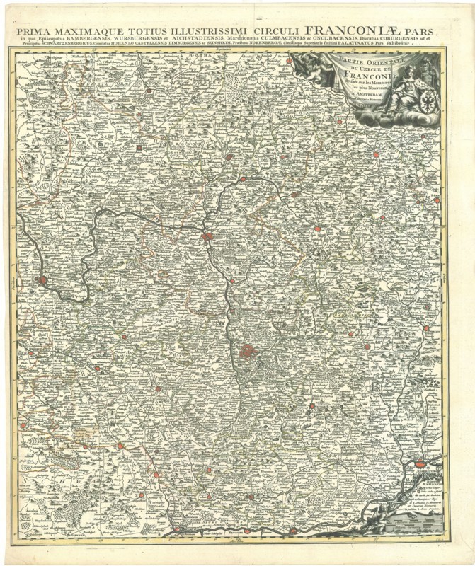 Map, Partie orientale du Cercle de Franconie, Johannes Condet (1711-1781), Copperplate print