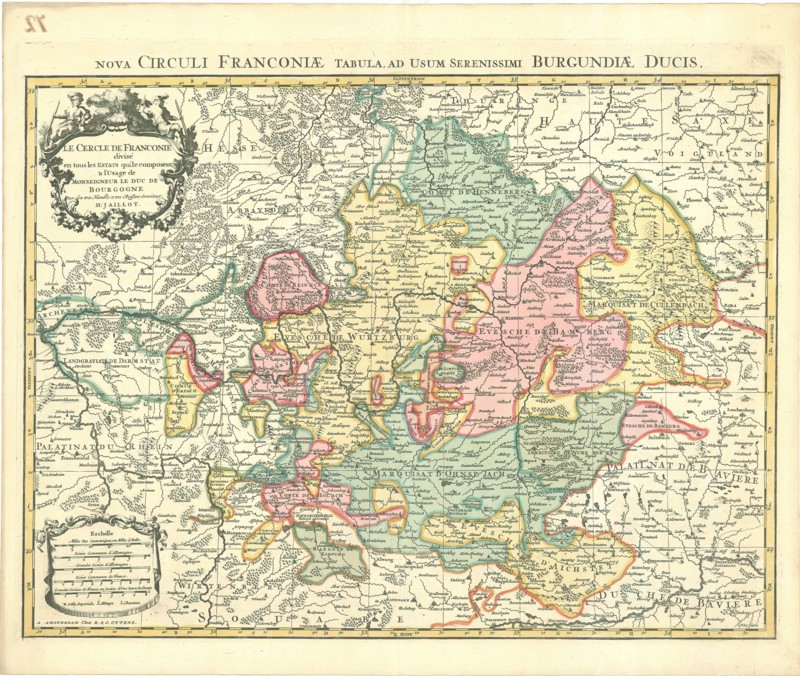 Map, Le cercle de Franconie, Hubert Jaillot (1632-1712), Copperplate print