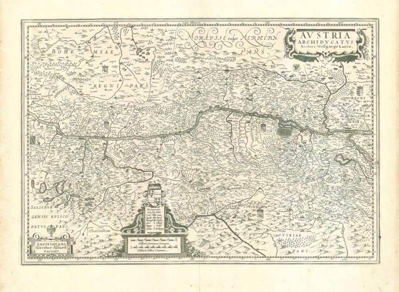 Map, Avstria Archidvcatvs, Lazius Wolfgang (1514-1565), Copperplate print