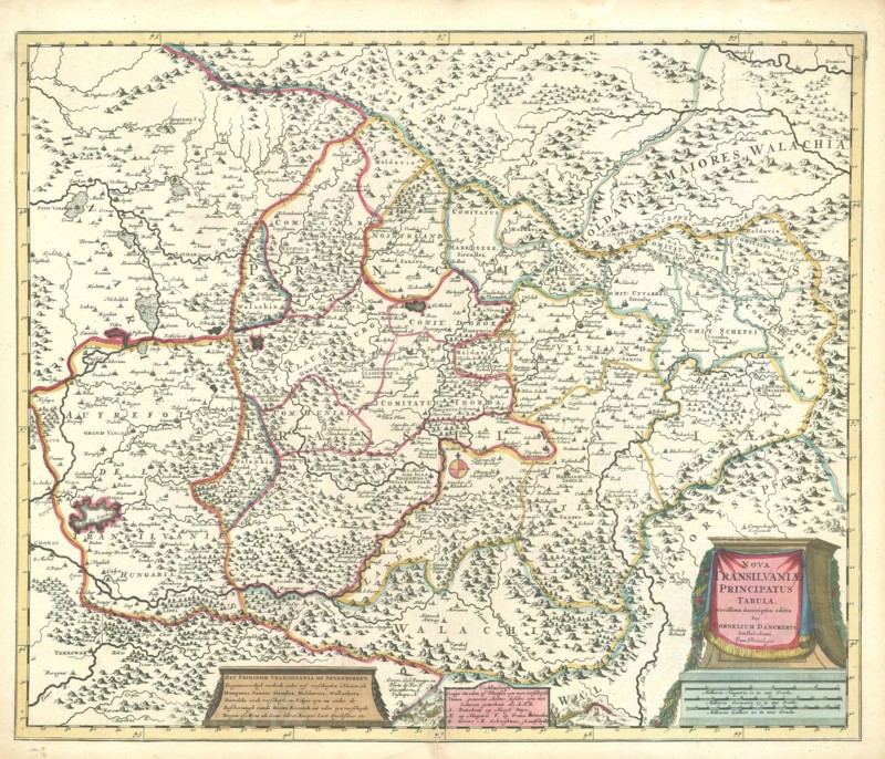 Map, Nova Transilvaniae principatus tabula, Cornelis Danckerts II (1664-1717), Copperplate print