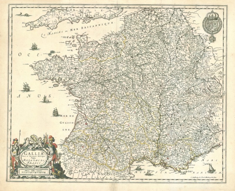 Map, Galliae, Copperplate print