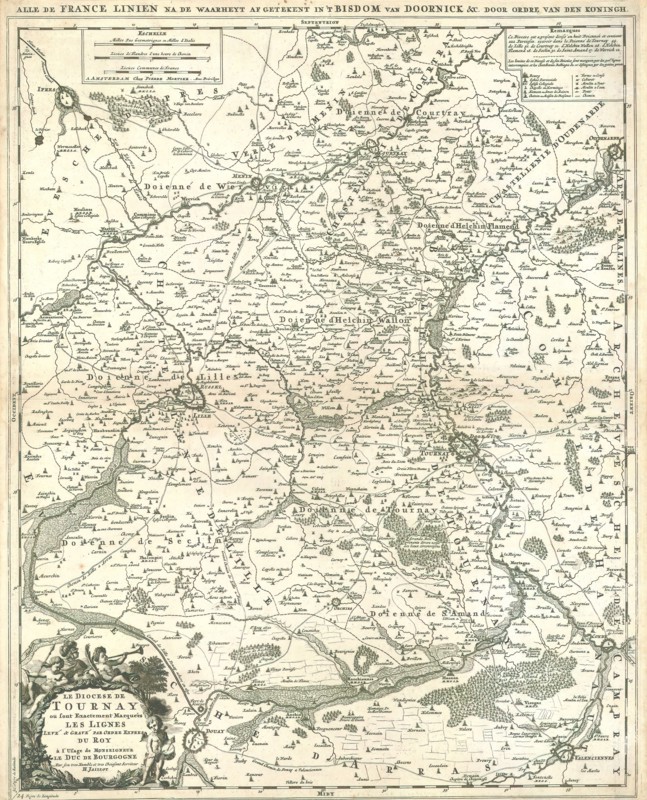 Map, Le Diocese de Tournay ou sont exactement marquées les lignes levé et gravé par ordre expres du roy, Hubert Jaillot (1632-1712), Copperplate print