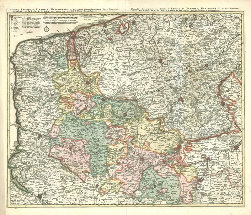 Map, Comitatus Artesiae et Flandriae Meridionalis et regionum circumjacentium nova descriptio =, Guillaume Delisle (1675-1726), Copperplate print