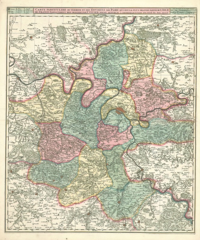 Map, Carte particulire du terroir et des environs des Paris qui est la plus grande partie de LIsle de France