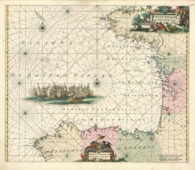 Map, Galliae, Biscajae et Gallissiae sinus =, Copperplate print