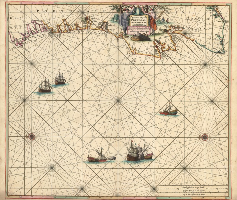 Map, Paskaart van de kust van Portugal, van C. de Finisterre tot aen C. de S. Vincente, Copperplate print
