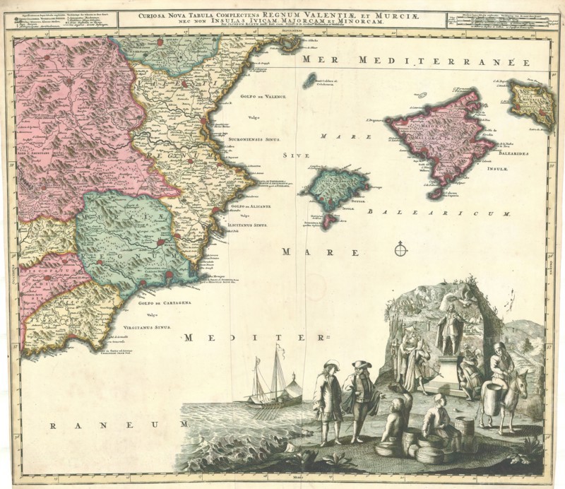 Map, Curiosa nova tabula complectens regnum Valentiæ et Murciæ, Copperplate print