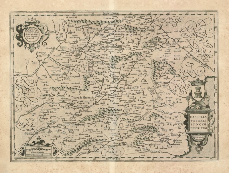 Map, Castiliae veteris et novae descriptio, Copperplate print