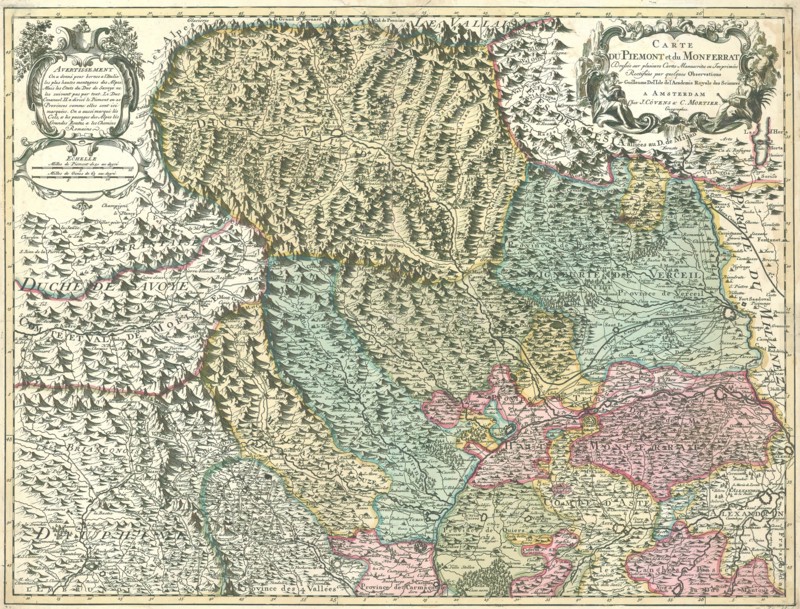 Map, Carte du Piemont et du Monferrat, Guillaume Delisle (1675-1726), Copperplate print