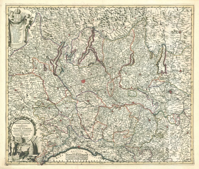 Map, Status et ducatus Mediolanensis et Parmensis, Carel Allard (1648-1709), Copperplate print