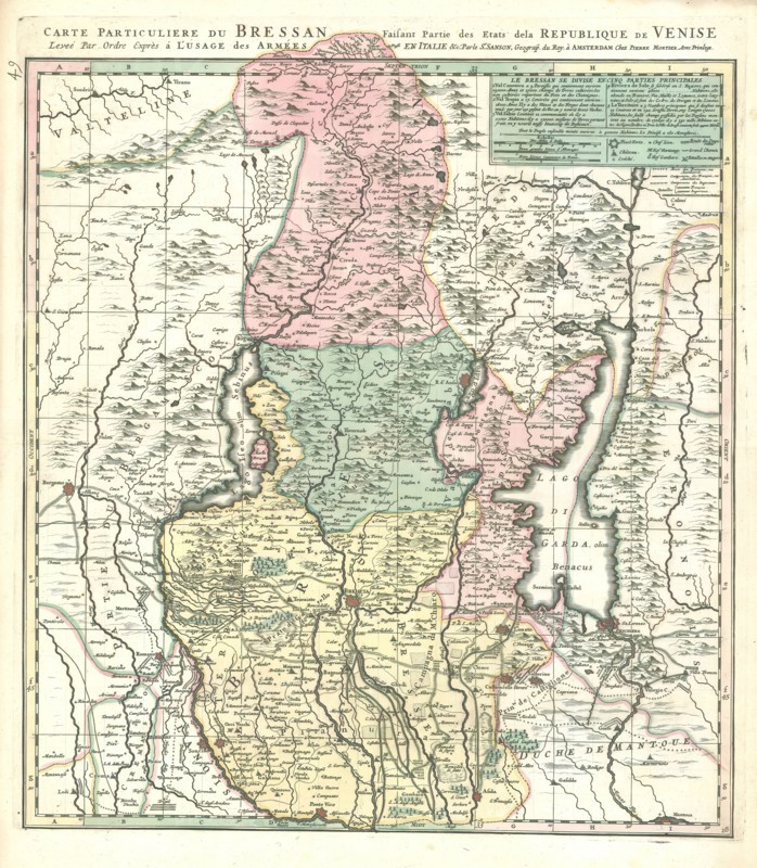 Map, Carte particuliere du Bressan faisant partie des etats dela Republique de Venise, Guillaume Sanson (-1703), Copperplate print