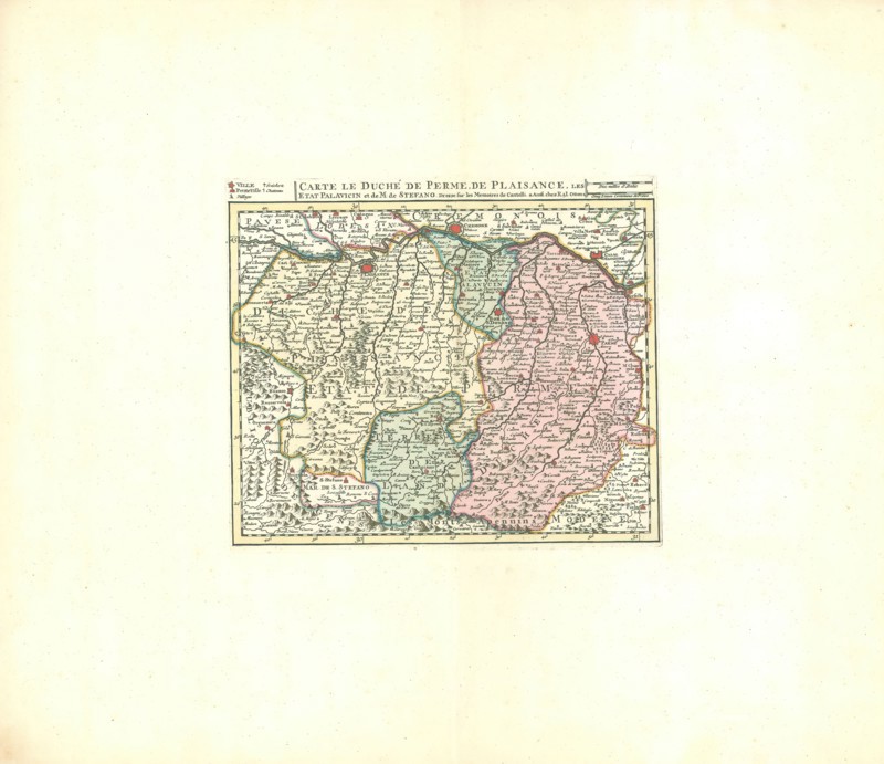 Map, Carte le duché de Perme, de Plaisance, les etat Palavicin et de M. de Stefano, Giacomo Cantelli da Vignola (1643-1695), Copperplate print