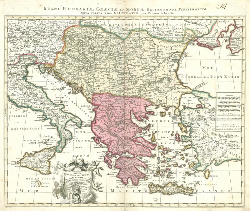 Map, Estats de l'Empire des Turqs en Europe, Nicolas Sanson (1600-1667), Copperplate print