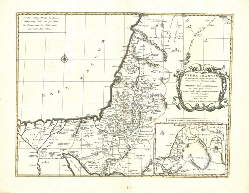 Map, Terra Chanaan ad Abrahami tempora. Per populos. XI, Philippe de La Rue (1651 fl.), Copperplate print