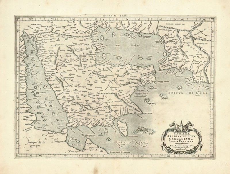 Map, Tab. VI. Asiae, Arabiam Felicem, Carmaniam ac Sinum Persicum comprehendens, Copperplate print