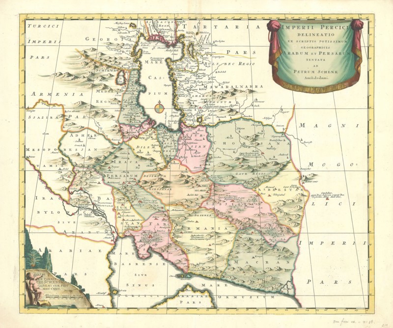 Map, Imperii Percici delineatio, Peter Schenk (fl.1984), Copperplate print