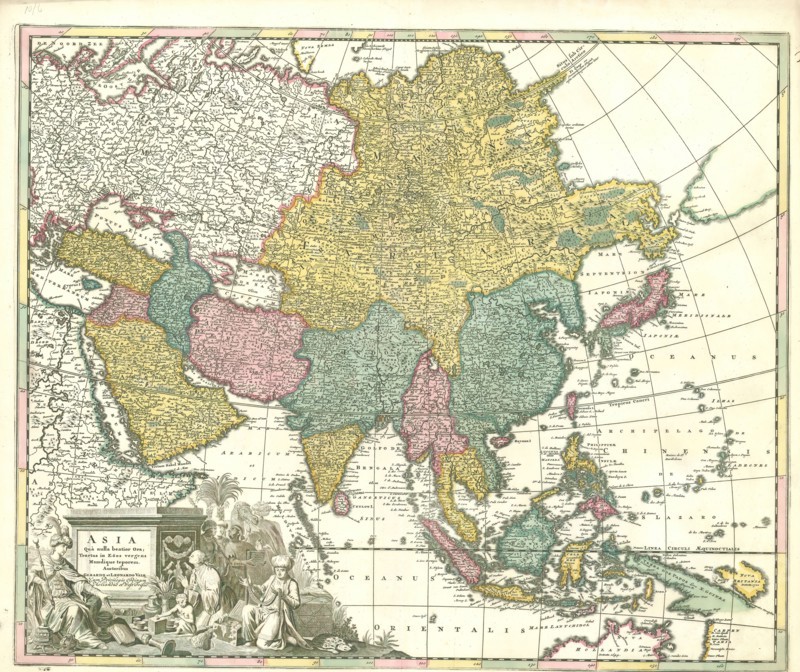 Map, Asia, Gerhard Valk (-1726), Copperplate print